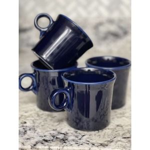 Fiesta Coffee Mugs O Ring Handle Set of 4 Cobalt Blue Navy Homer Laughlin 1986+